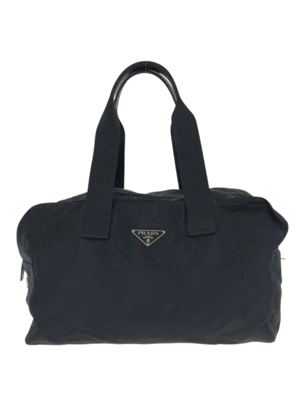 Prada Tessuto Black Silver Nylon Boston